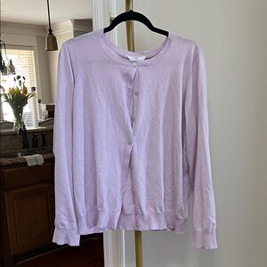 Time and Tru Pastel Lavender Button Cardigan